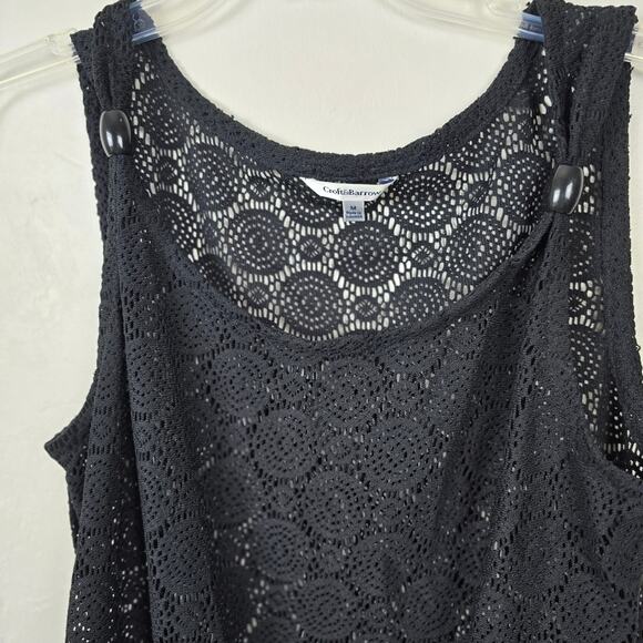 Black Semi Sheer Dress Cover Up  Witchy Goth Dark Fairy Vampirecore Raven  M - Picture 5 of 7